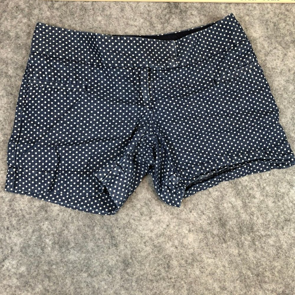 Outback Red Shorts 0 25 Chambray Polka Dot Cuff Midi Mid Rise Chino Casual Blue